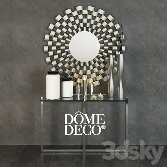 Dome Deco set decor. vases and console with mirror 3DSMax File