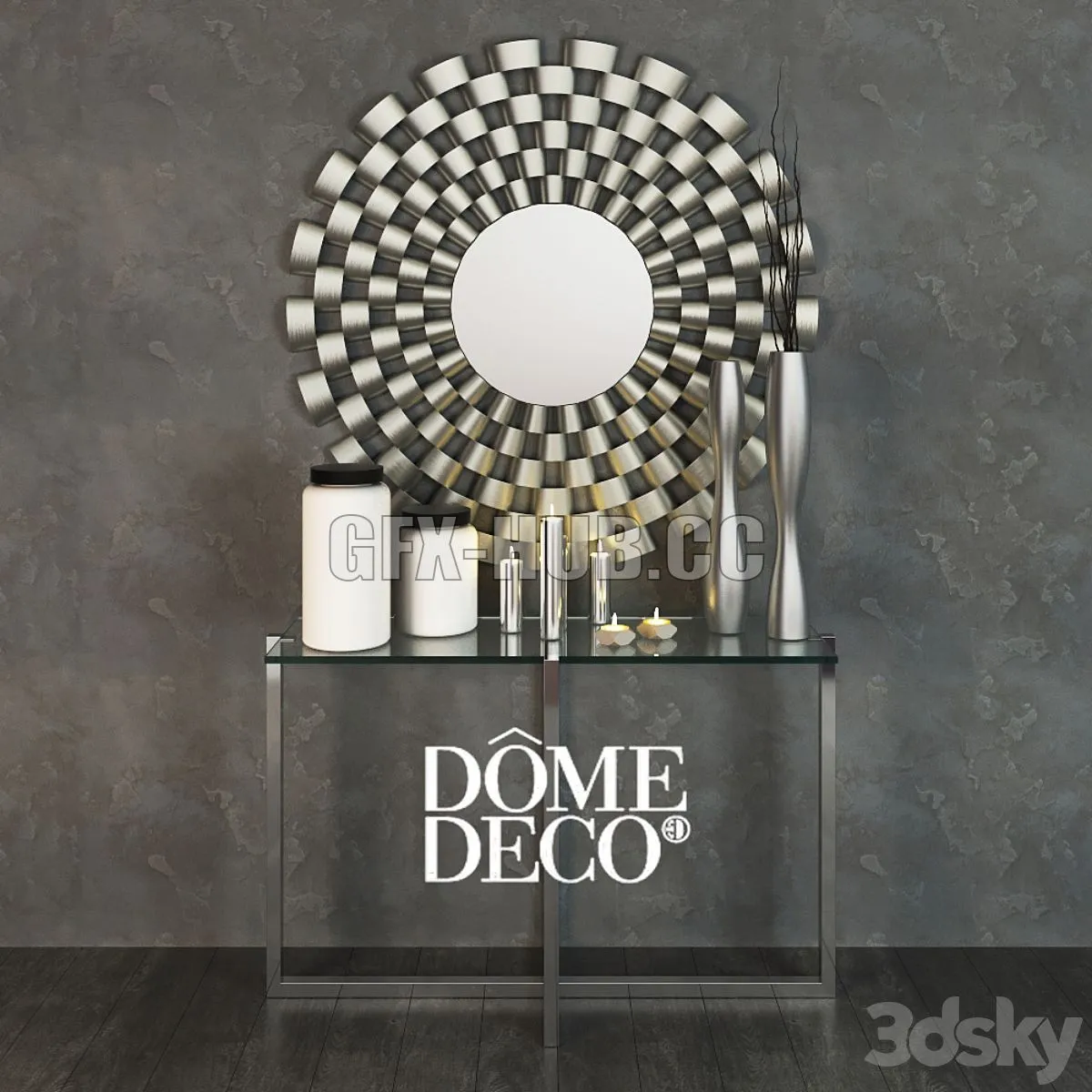 Dome Deco set decor vases and console with mirror 3dsMax Model