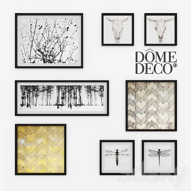 Dome deco set of paintings 3DS Max Model