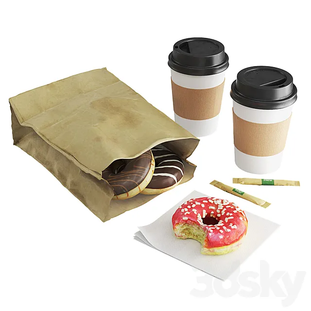 Donuts with Coffee To GO 3ds Max