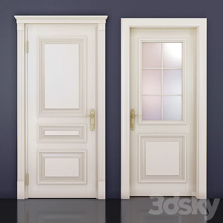 Door classic milky white lacquer 3DS Max