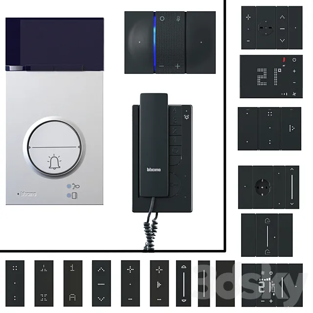 Door communication system_Sockets and switches Bticino_Bticino Living Now 2022 Black 3ds Max