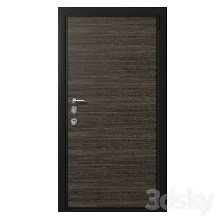 Door entrance metal with wooden decorative plate 3DS Max