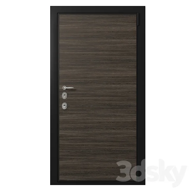 Door entrance metal with wooden decorative plate 3DSMax File