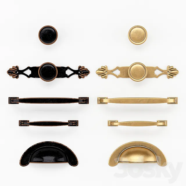 Door Handles & Knobs Set 6 3DS Max Model