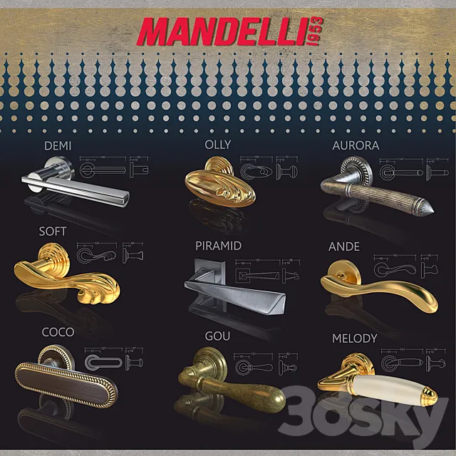 Door handles Mandelli 3DSMax File