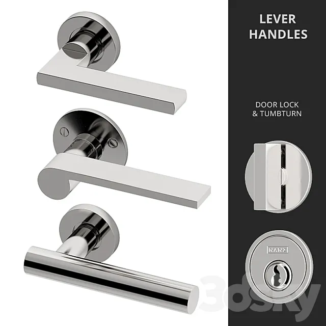 Door Lever Handles Nanz N ° 2065 2096 2106 3DS Max Model