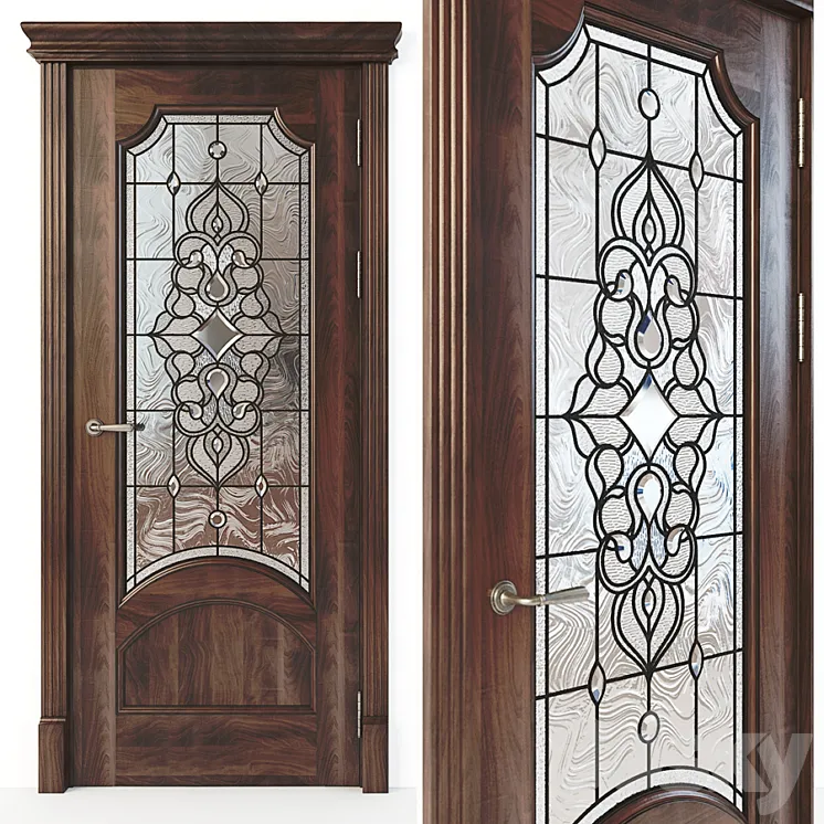 Door with stained glass 04 3DS Max