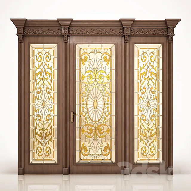 Door with stained-glass window classic 3DSMax File