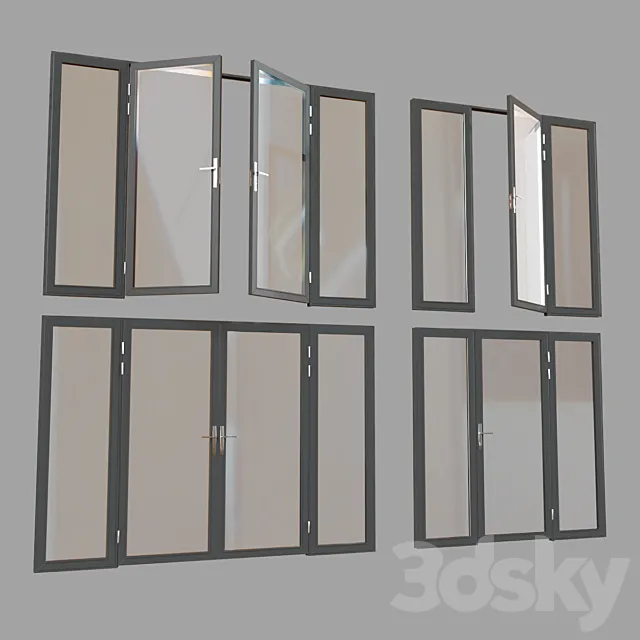 Doors-partition profile metal plastic-glass 3ds Max