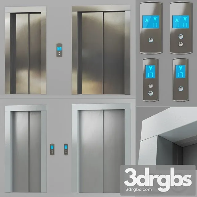 Doors with facings and post-call lift otis in 2 colors 3dsmax Download