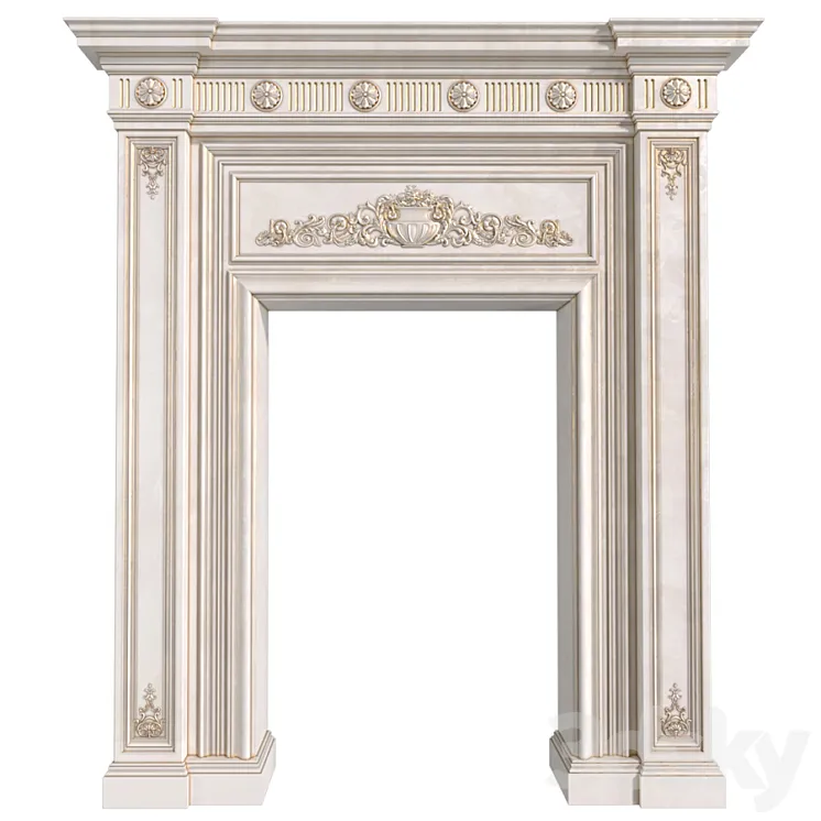 Doorway in classic style with decorative plaster. Door Portal. Classic Doorway.Classic Architecture Arch.arched doorway 3DS Max