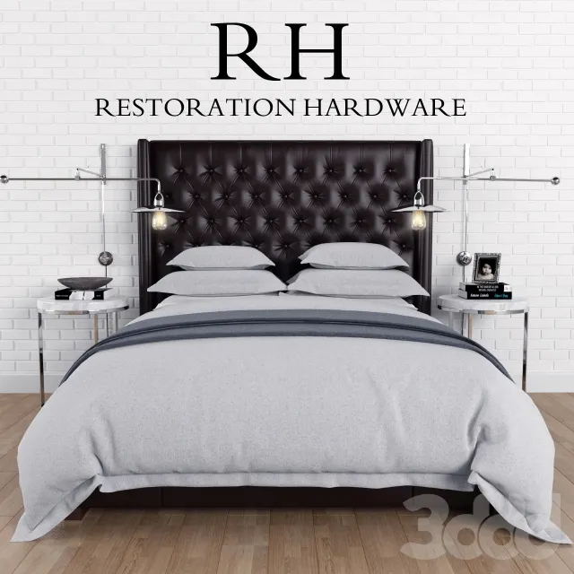 Double bed Adler by Restoration Hardware 3dsMax Model