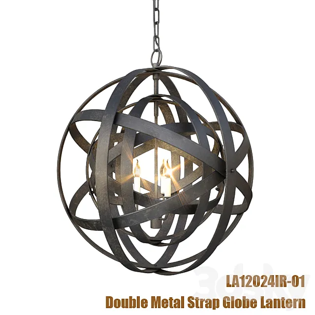 Double Metal Strap Globe Lantern 3DSMax File