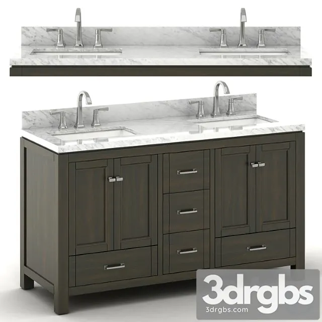 Double Sink Wooden Vanity With Carrara Marble Top 6 3dsmax Download