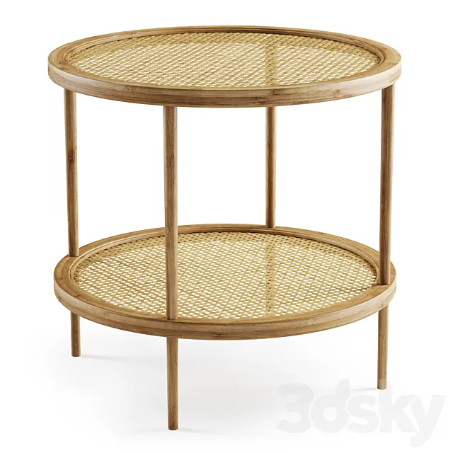 Double wooden rattan coffee table _ Double rattan coffee table 3DSMax File