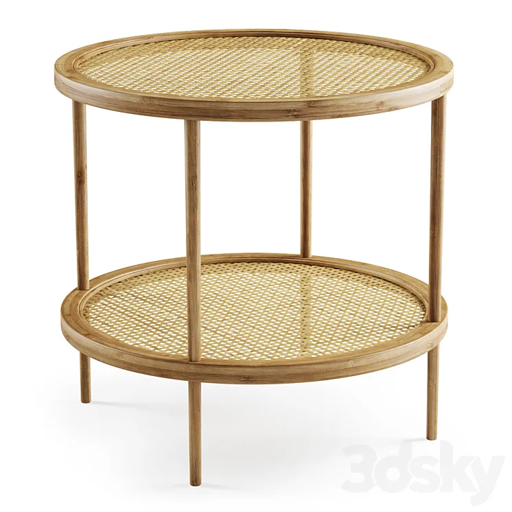 Double wooden rattan coffee table \/ Double rattan coffee table 3DS Max