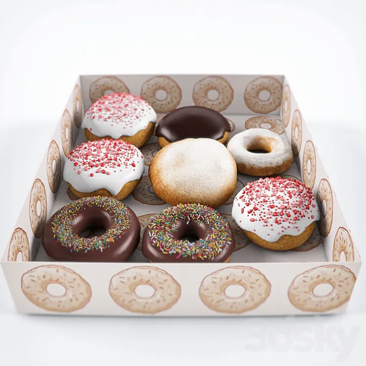 Doughnuts in a box 3DS Max