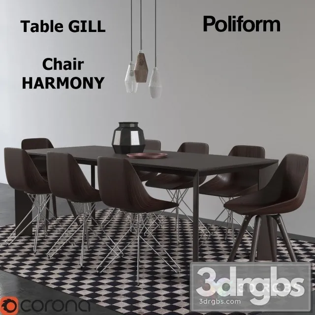 DR Set Table Gill  Chair Harmony 3dsmax Download