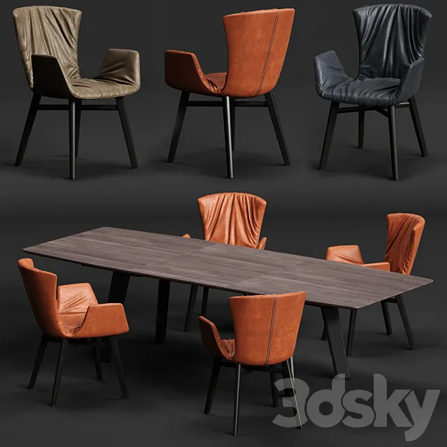 DRAENERT DEXTER Armchair and FONTANA Table 3ds Max