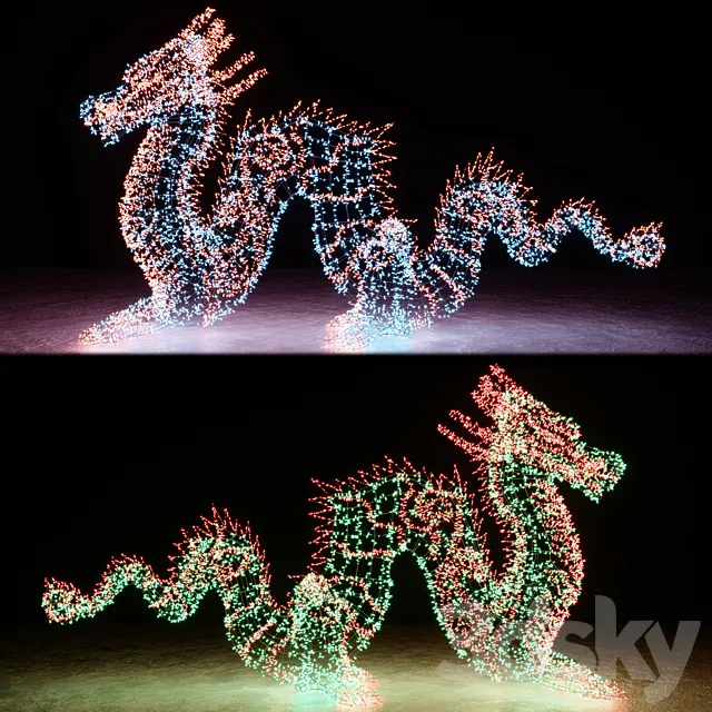 Dragon made of garlands 3ds Max