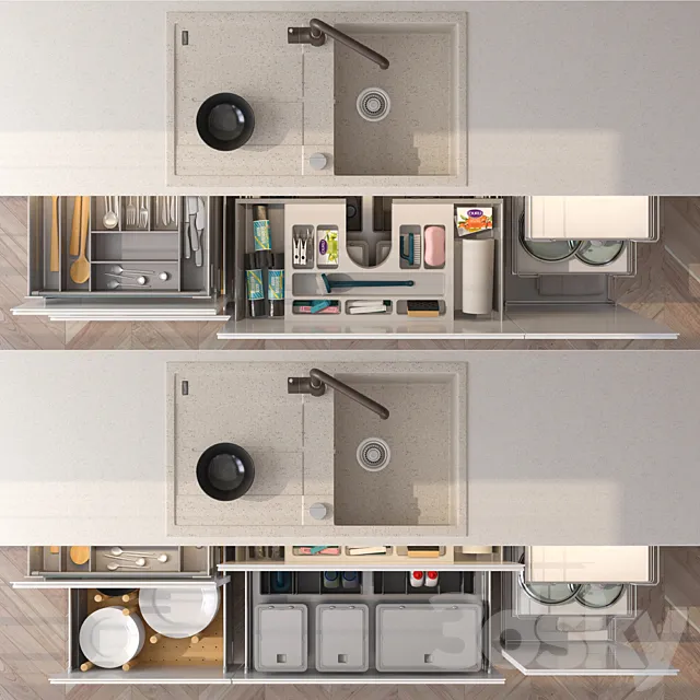 Drawers and their filling 2 3DS Max Model