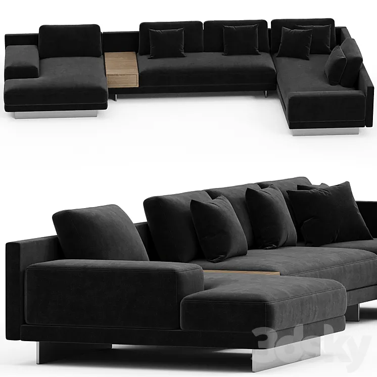 Dresden Modular Sectional With Side Table-Modern Felt 3DS Max Model