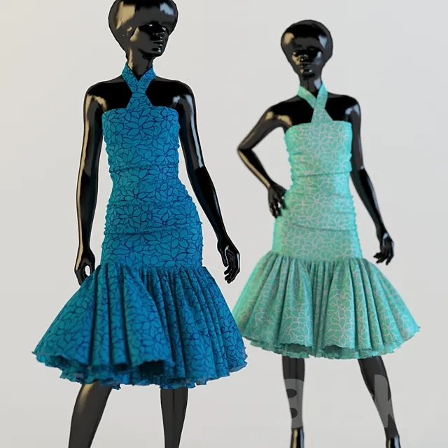 Dress on a mannequin in 2 positions 3DS Max Model