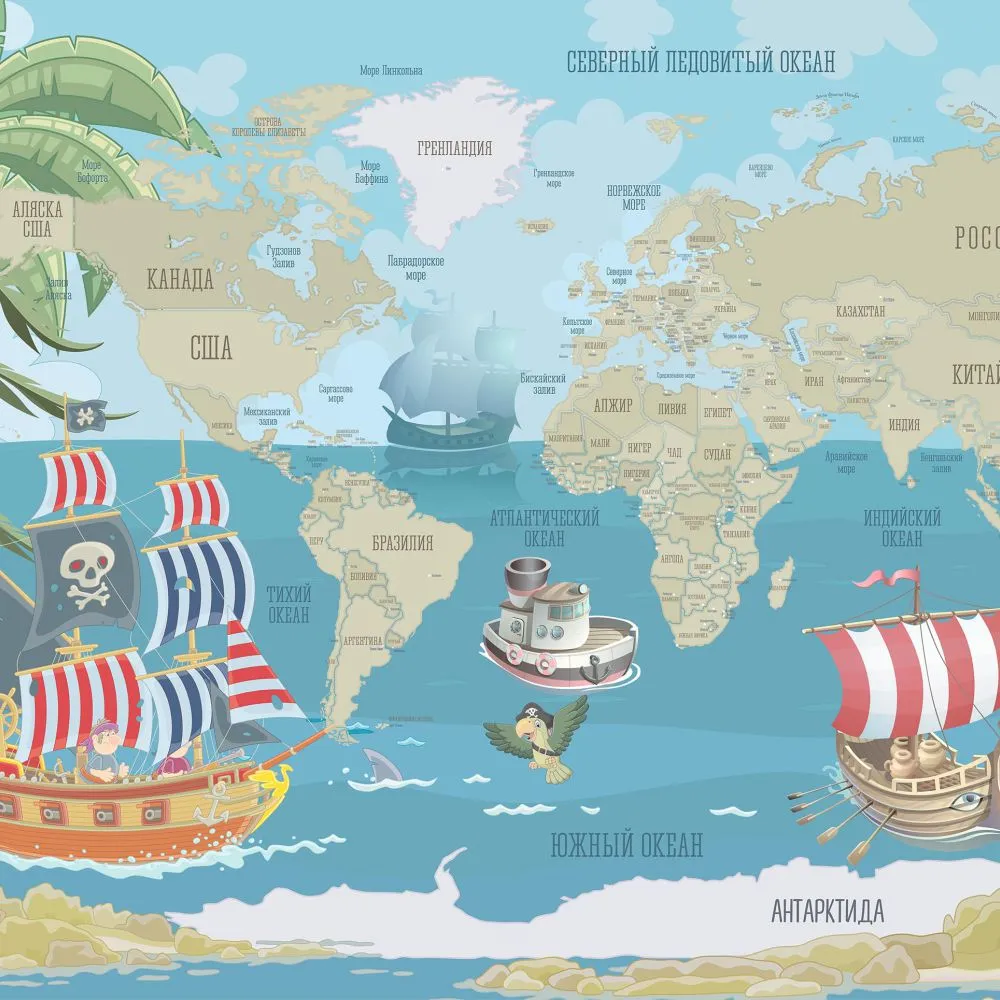 Dress-wall – Wallpaper Pirate world map 3ds Max