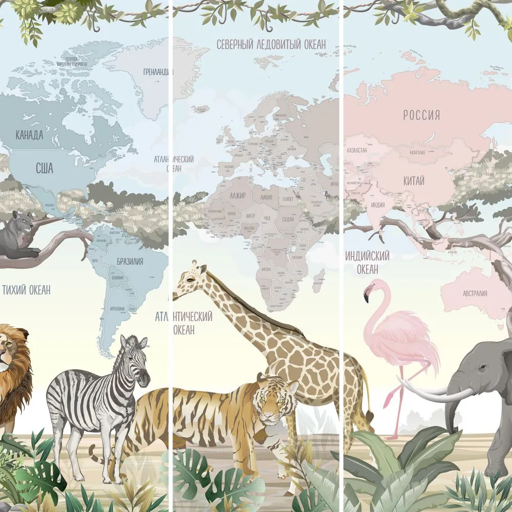 Dress-wall – Wallpaper Tropical world map 3ds Max