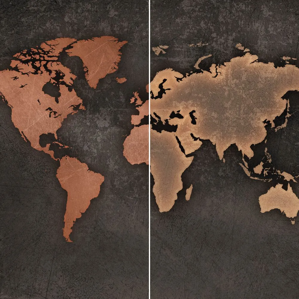 Dress-wall – Wallpaper World map сopper 3ds Max