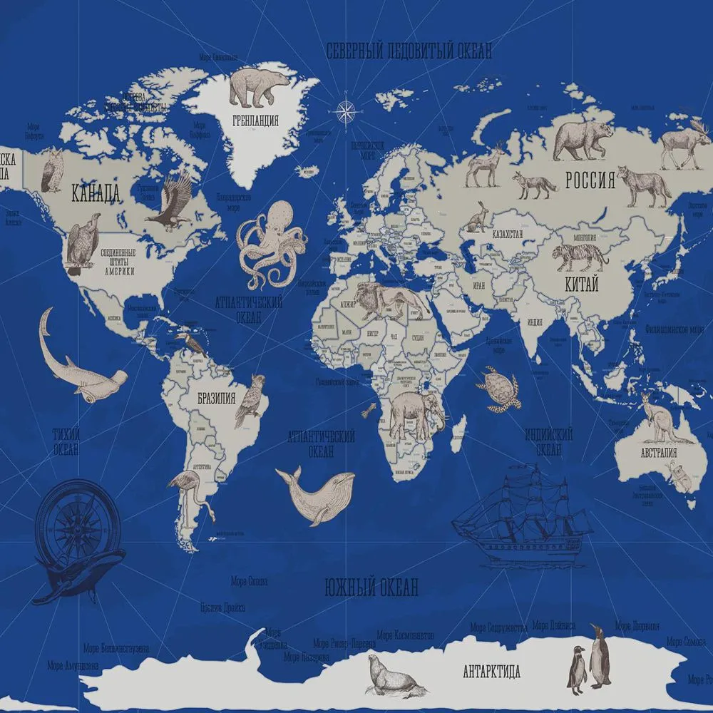 Dress-wall – Wallpaper World map Robinzon 3ds Max