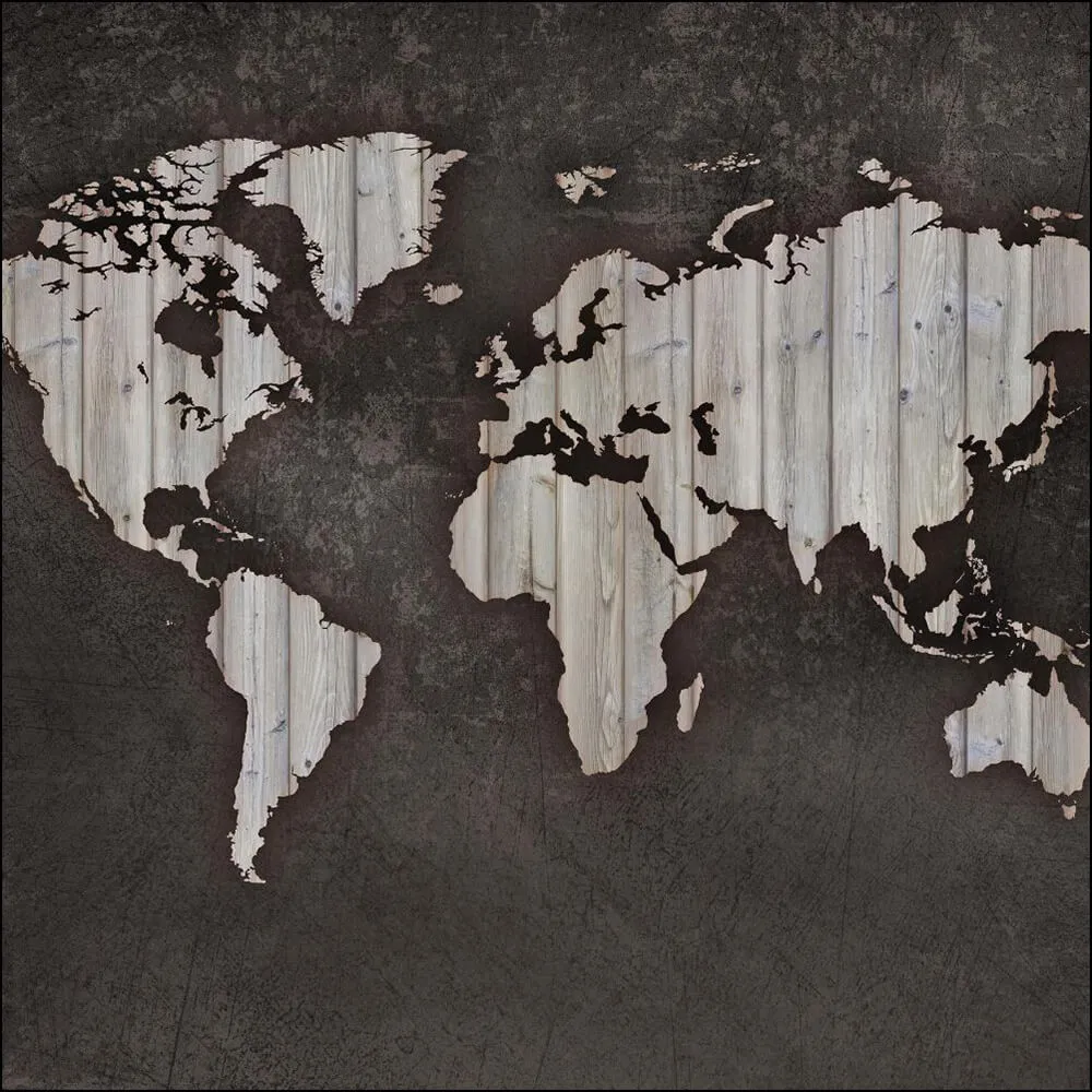 Dress-wall – Wallpaper World map wood 3ds Max