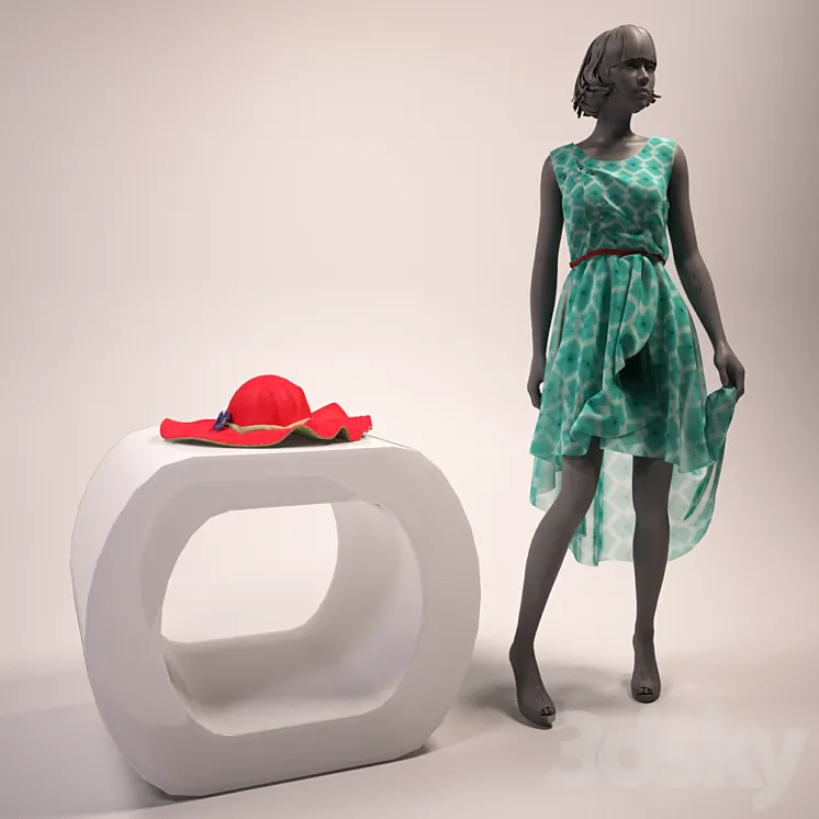 Dress with a hat 3DS Max