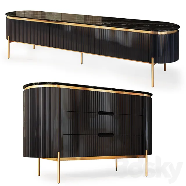 Dresser and TV stand Tesla black. Dresser TV stand by Medusa Home 3ds Max