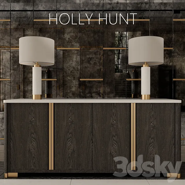 dresser Holly Hunt lamp HEATHFIELD & Co mirror panels 3DS Max Model