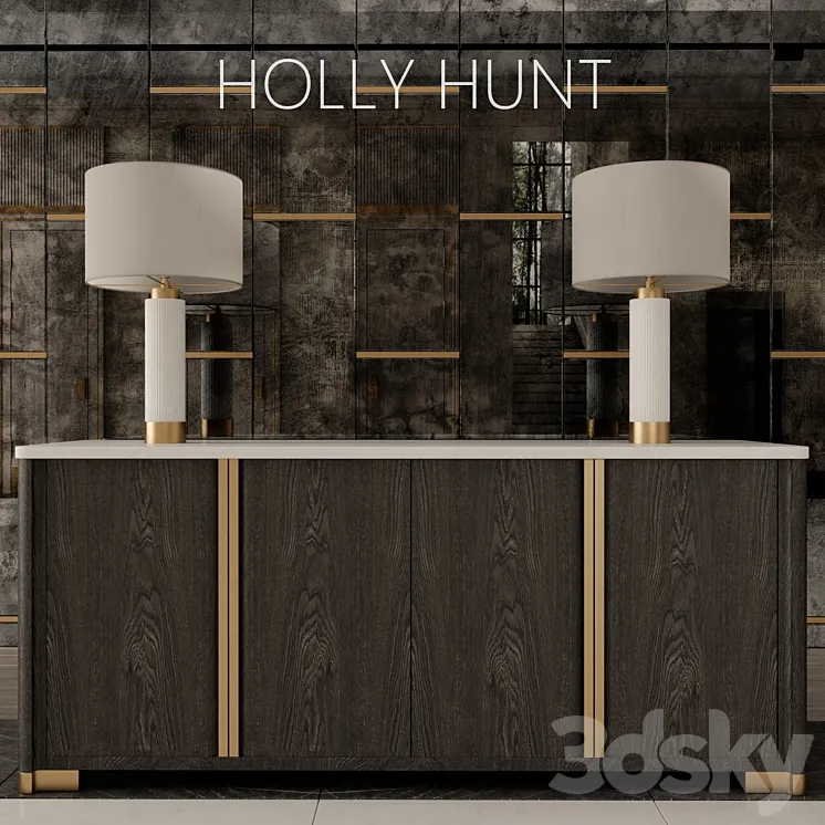 dresser Holly Hunt lamp HEATHFIELD & Co mirror panels 3DS Max
