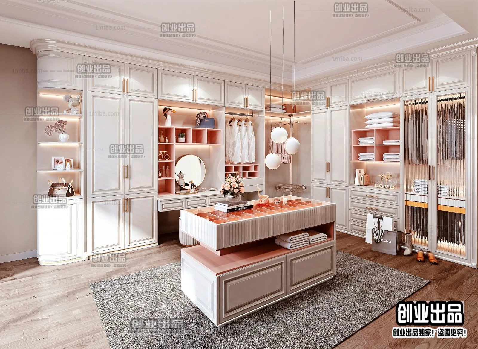 Dressing Room 3D Interior Scene – American Style – 003