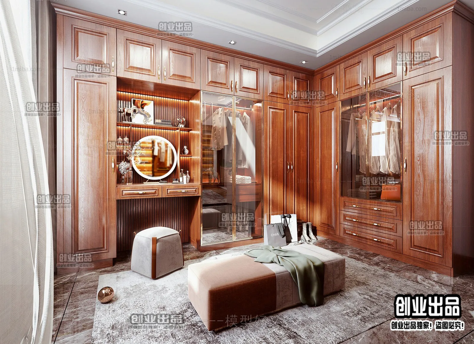 Dressing Room 3D Interior Scene – American Style – 004