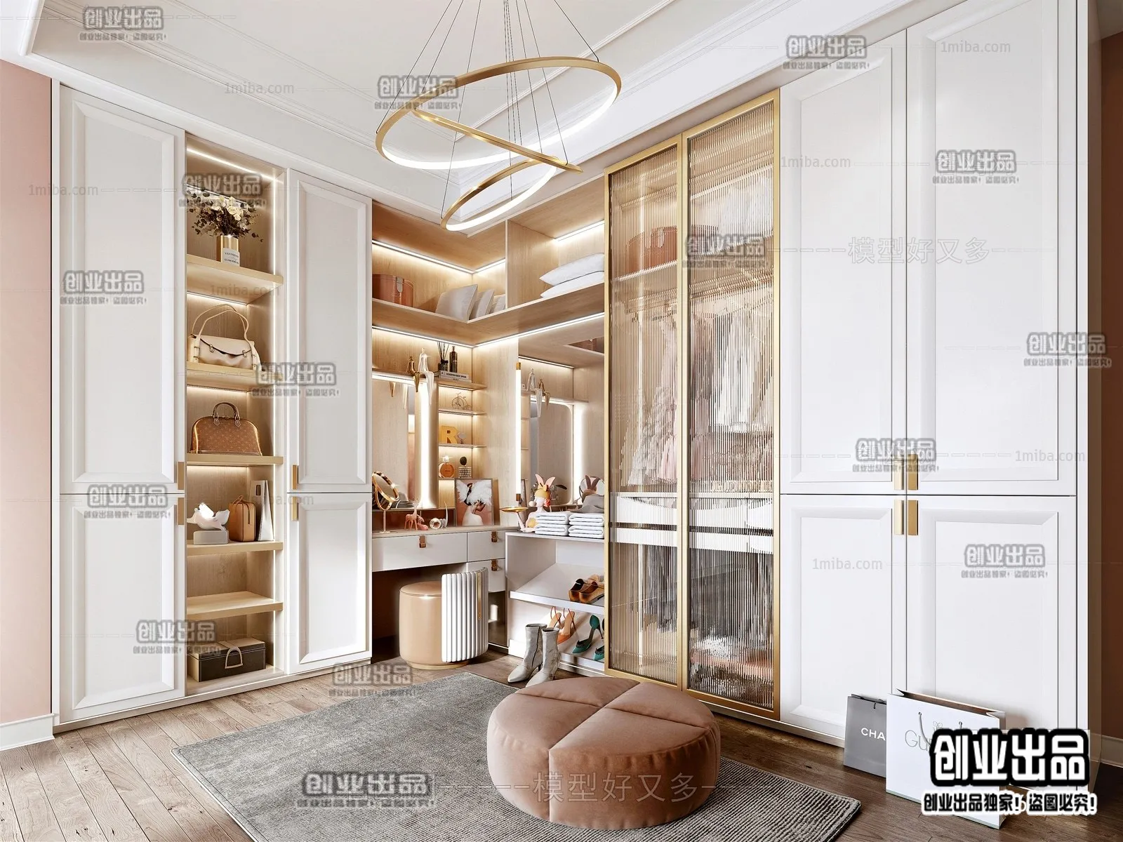 Dressing Room 3D Interior Scene – American Style – 005