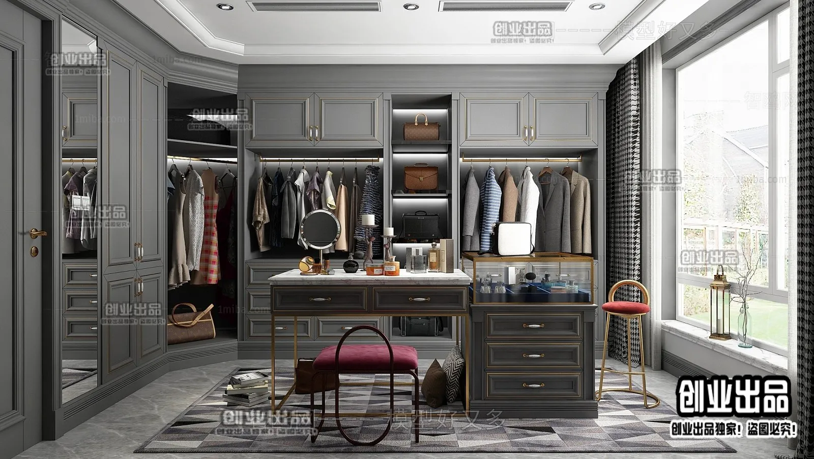 Dressing Room 3D Interior Scene – American Style – 010