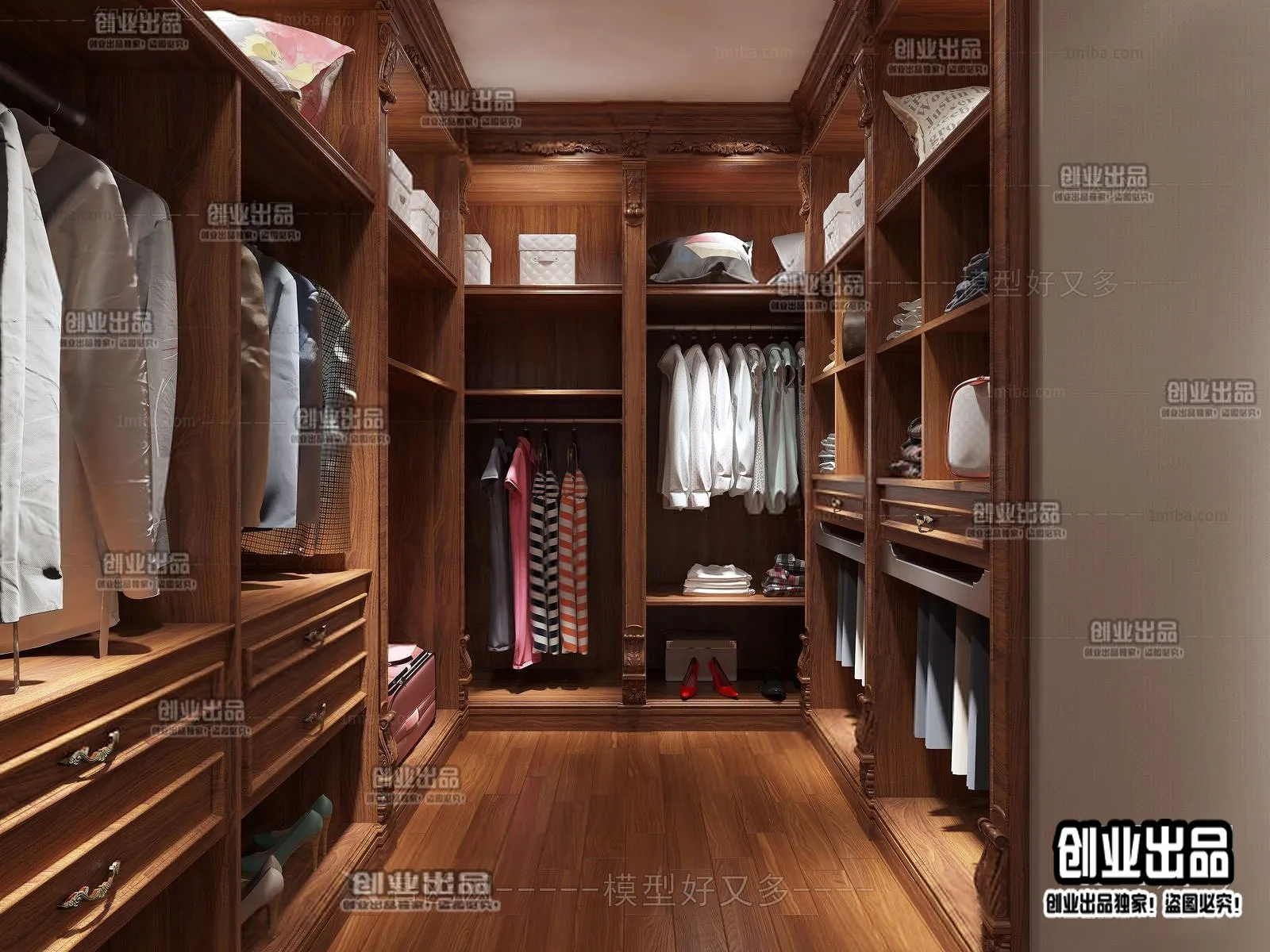 Dressing Room 3D Interior Scene – American Style – 015