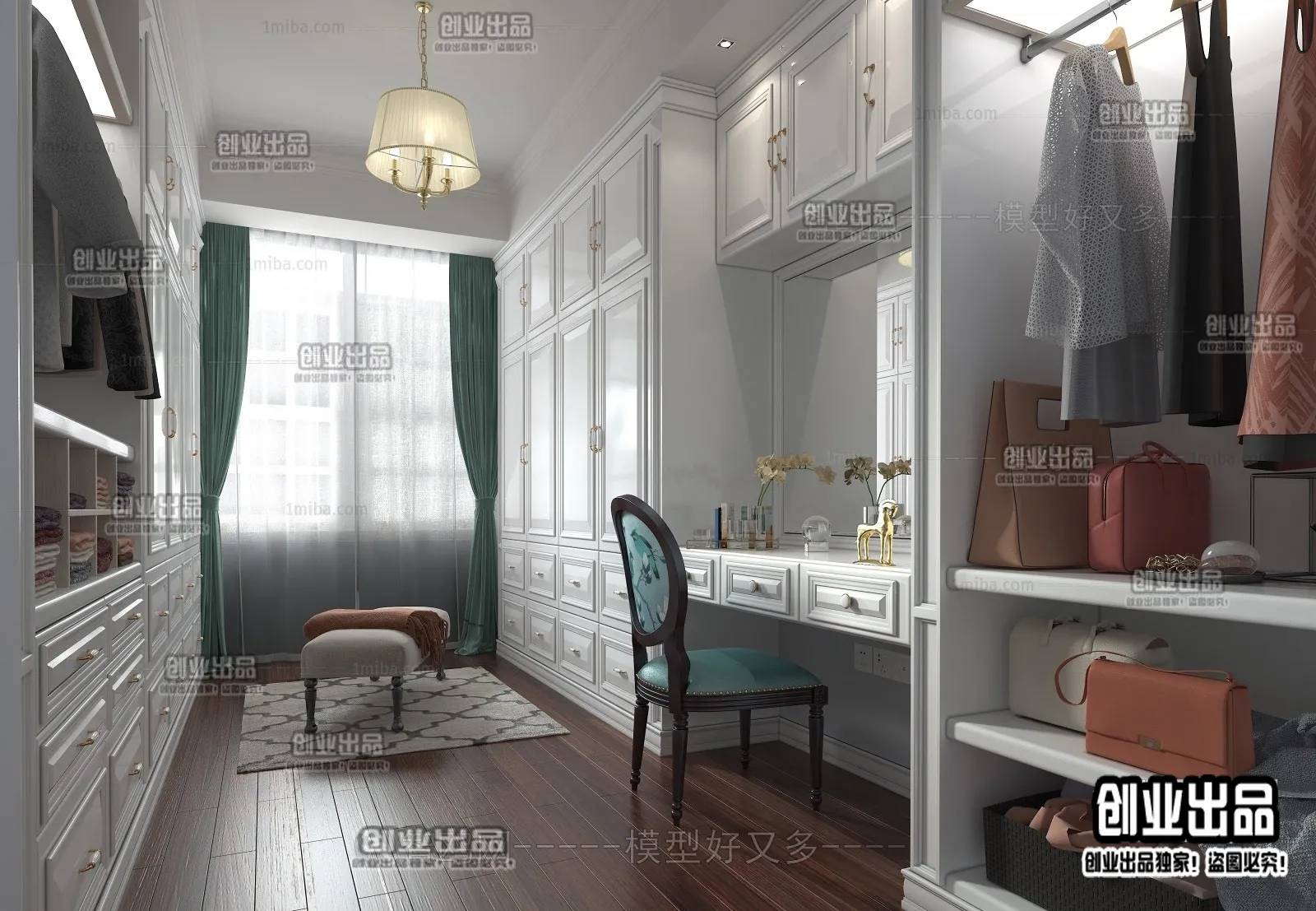 Dressing Room 3D Interior Scene – American Style – 016