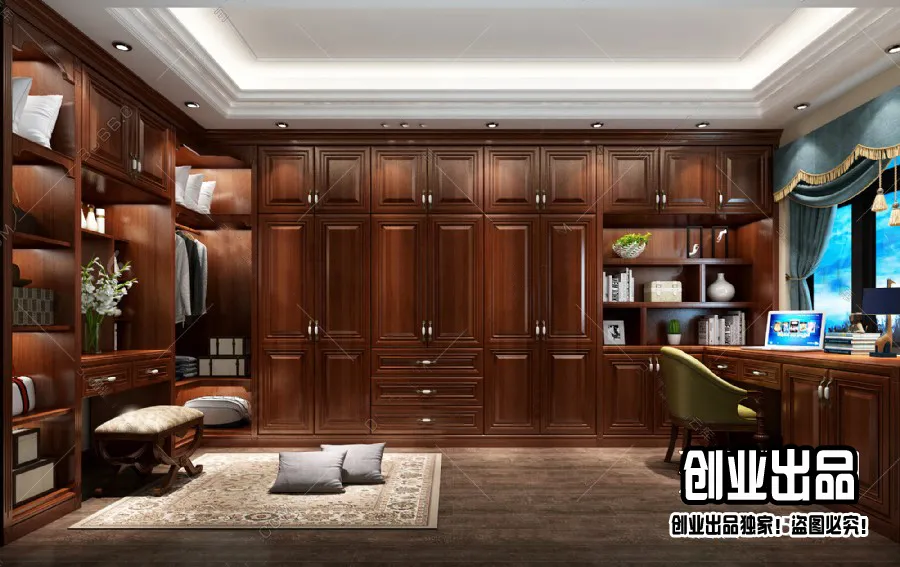 Dressing Room 3D Interior Scene – American Style – 017