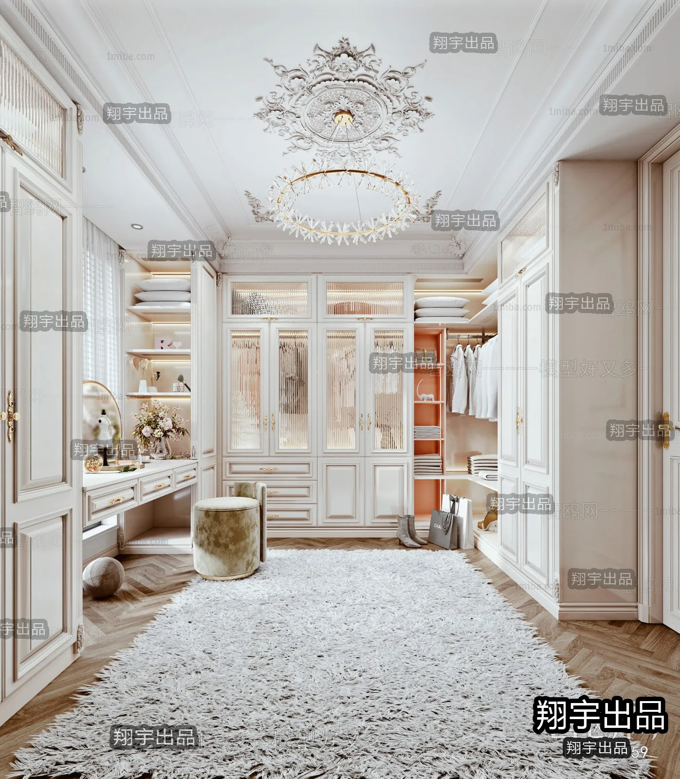 Dressing Room 3D Interior Scene – American Style – 021