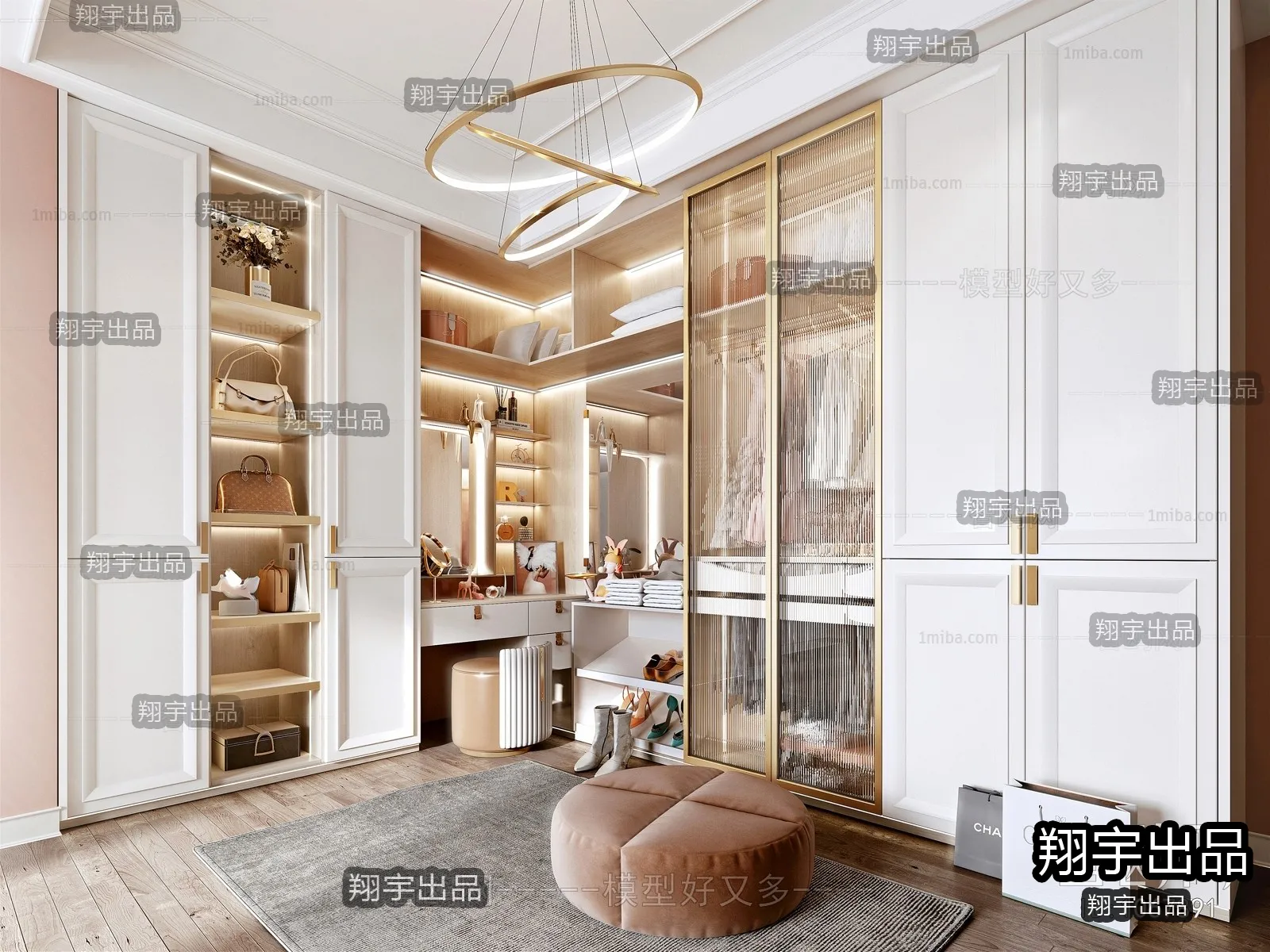 Dressing Room 3D Interior Scene – American Style – 022