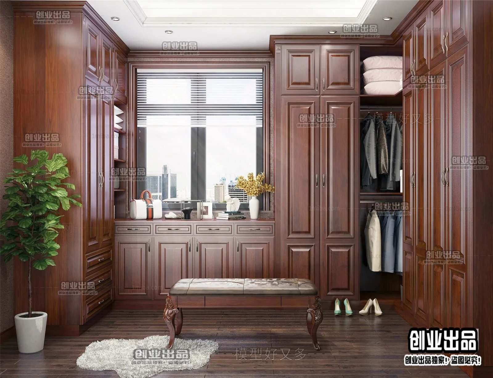 Dressing Room 3D Interior Scene – American Style – 024