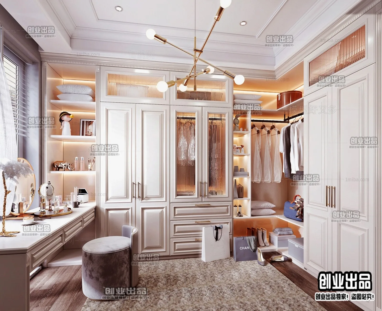 Dressing Room 3D Interior Scene – American Style – 025