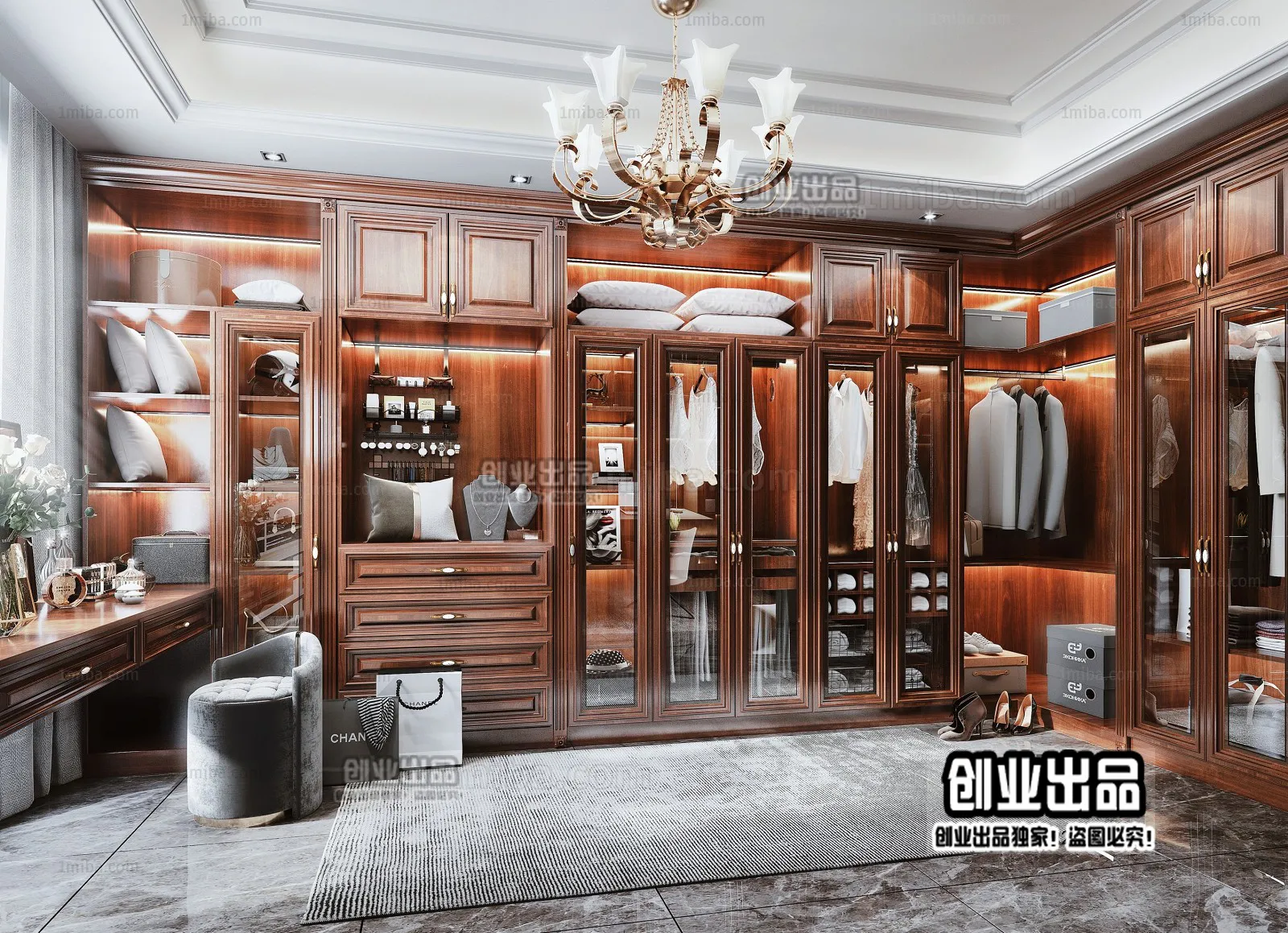 Dressing Room 3D Interior Scene – American Style – 026