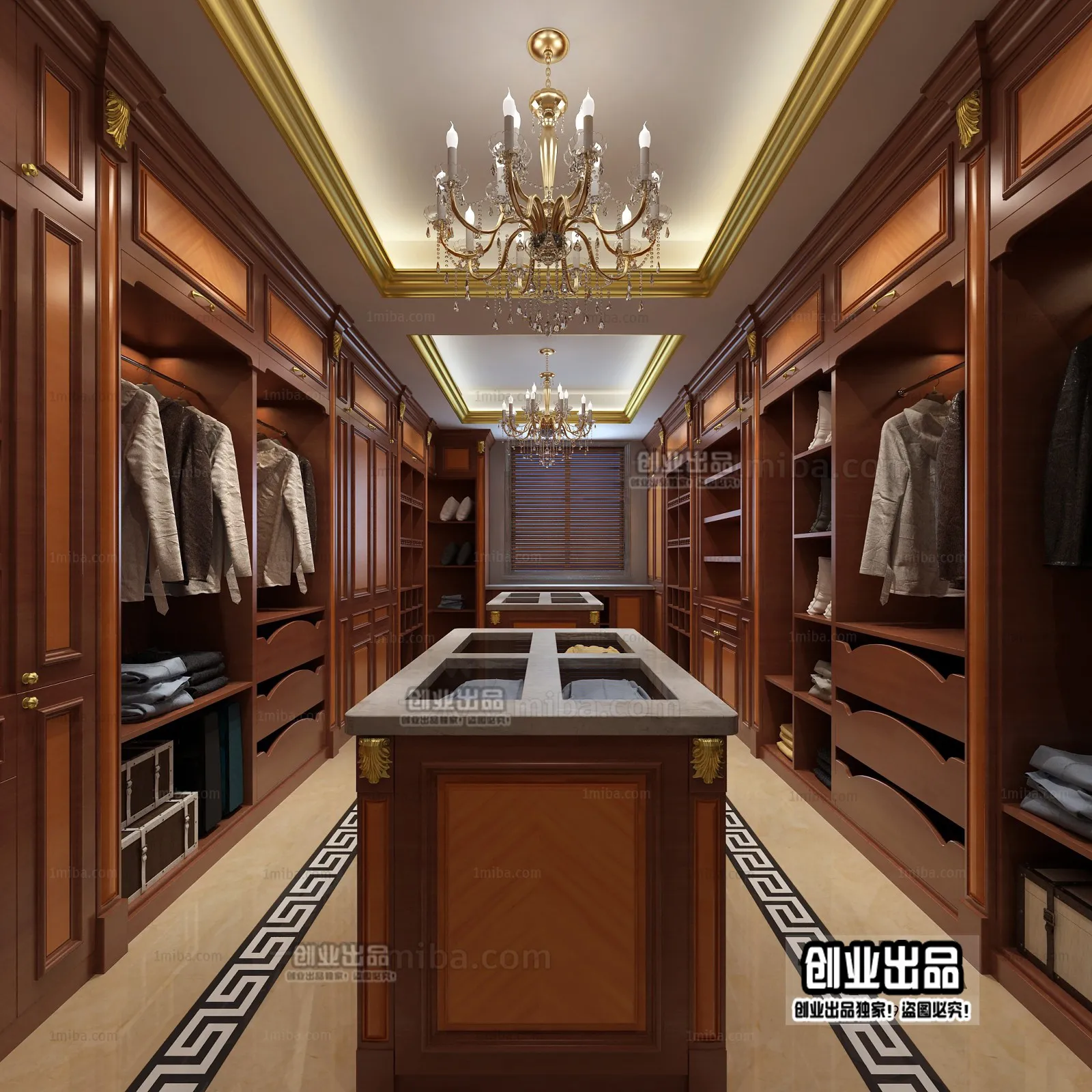 Dressing Room 3D Interior Scene – European Style – 002